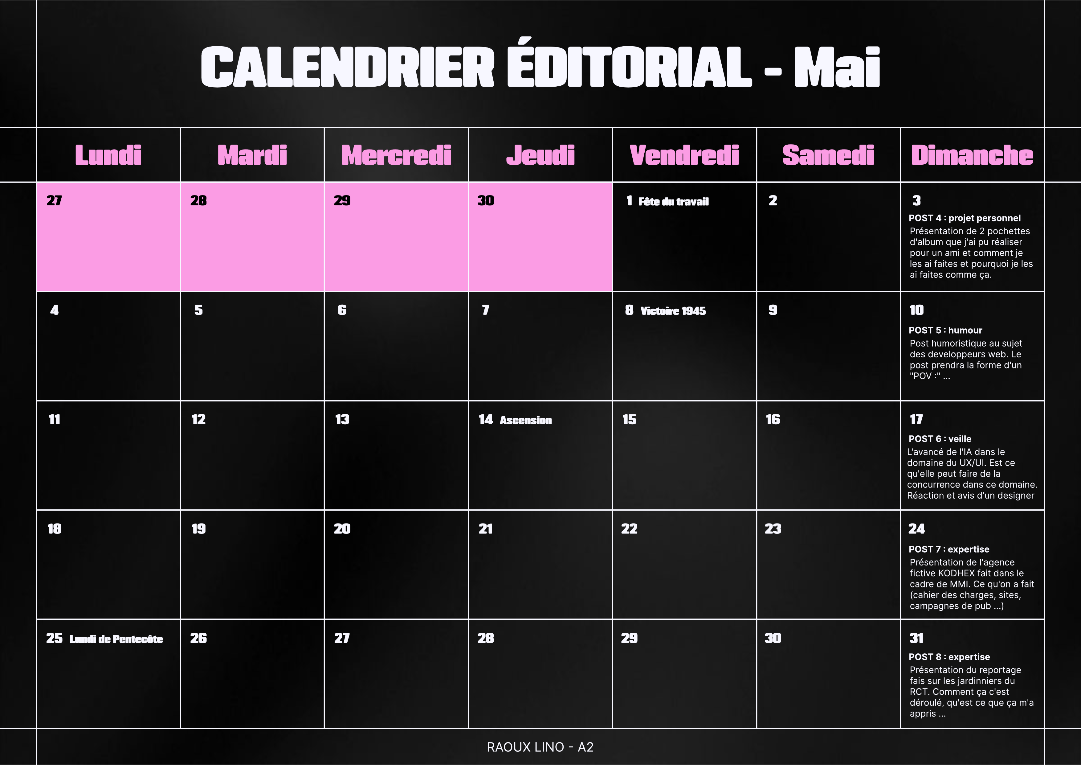 Calendrier Éditorial
